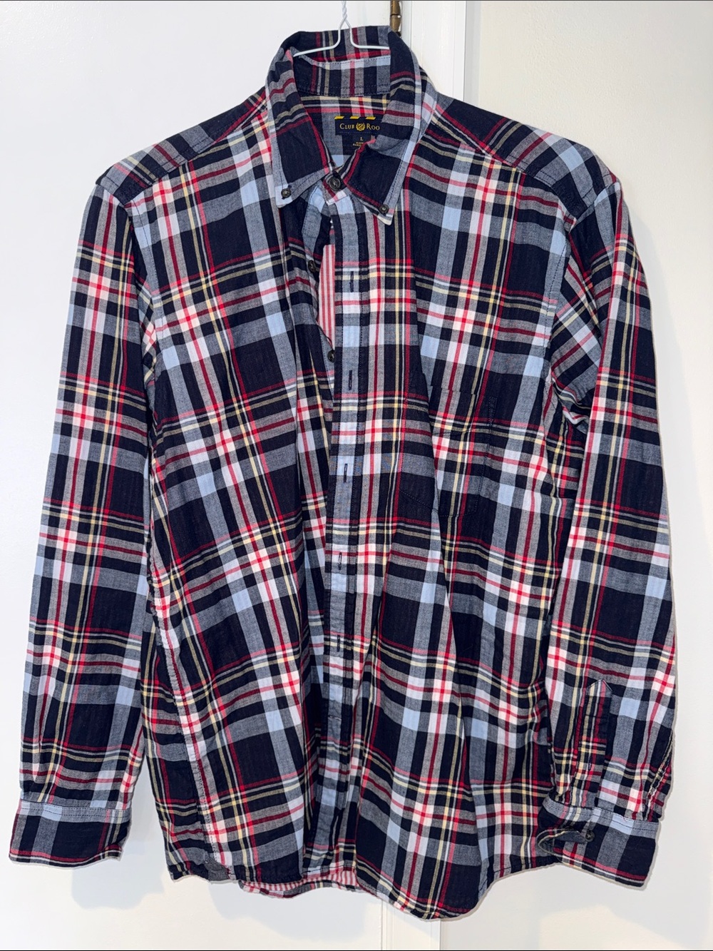 Club Room Navy, Red & White Plaid Button-Down Shirt